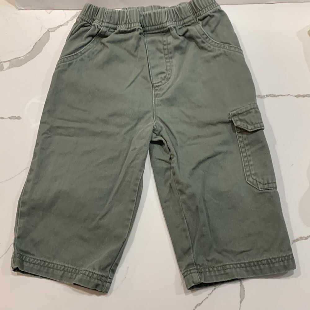 OKIE DOKIE Baby Boys Olive Green Khaki Casual Cargo Pants Size 12 Months